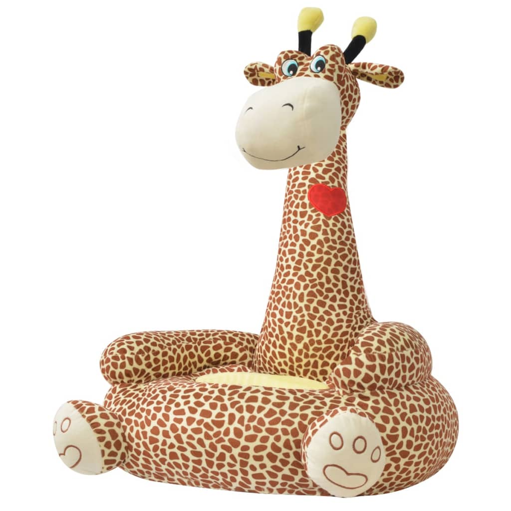 Home 58 Scaun din pluș pentru copii cu model girafă, maro