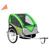 Remorcă de bicicletă & Cărucior copii 2-în-1, verde și gri