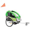 Remorcă de bicicletă & Cărucior copii 2-în-1, verde și gri