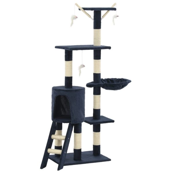 Ansamblu pisici stâlpi din funie sisal, 138 cm, albastru închis