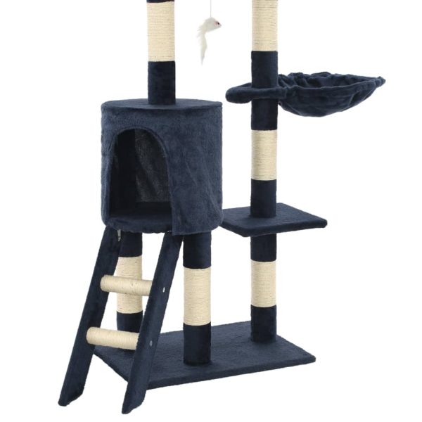 Ansamblu pisici stâlpi din funie sisal, 138 cm, albastru închis