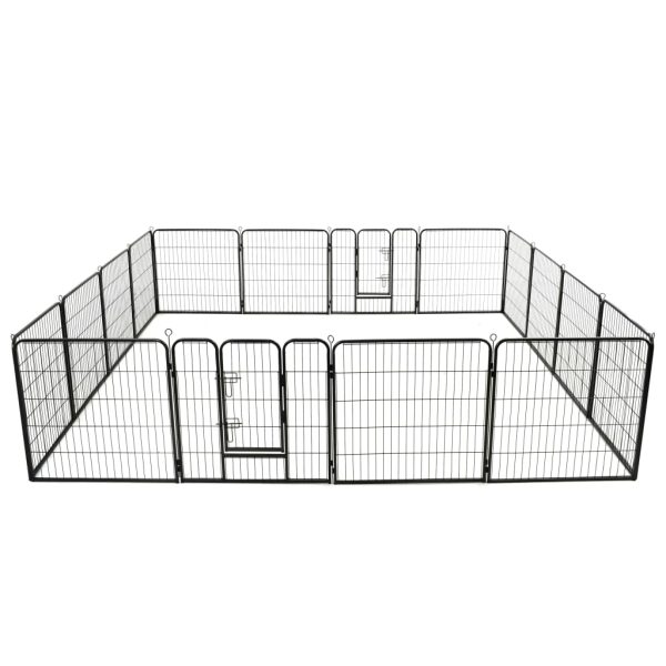 8718475716310_a_en_hd_1.jpg vidaXL Țarc pentru câini, 16 panouri, oțel, 80 x 80 cm, negru