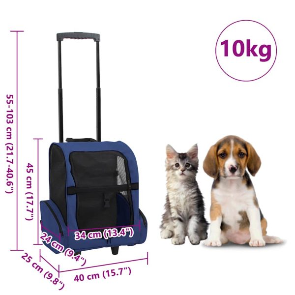 Troller pentru animale de companie multifuncțional, pliabil, albastru