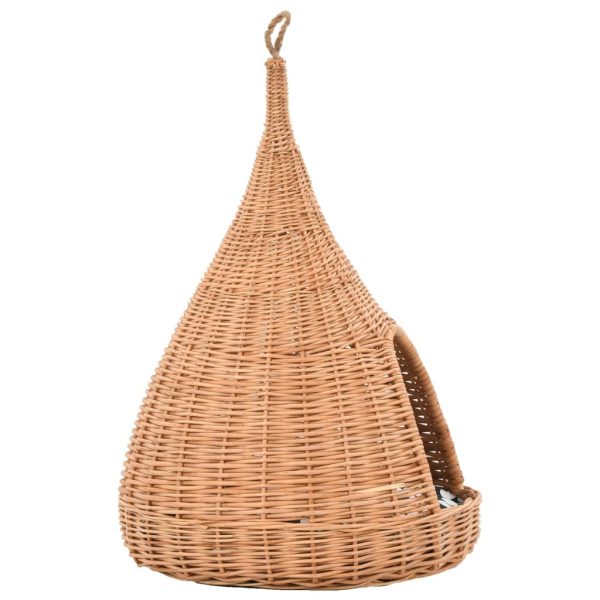vidaXL Casă pentru pisici cu pernă, 40x60 cm, salcie naturală, teepee