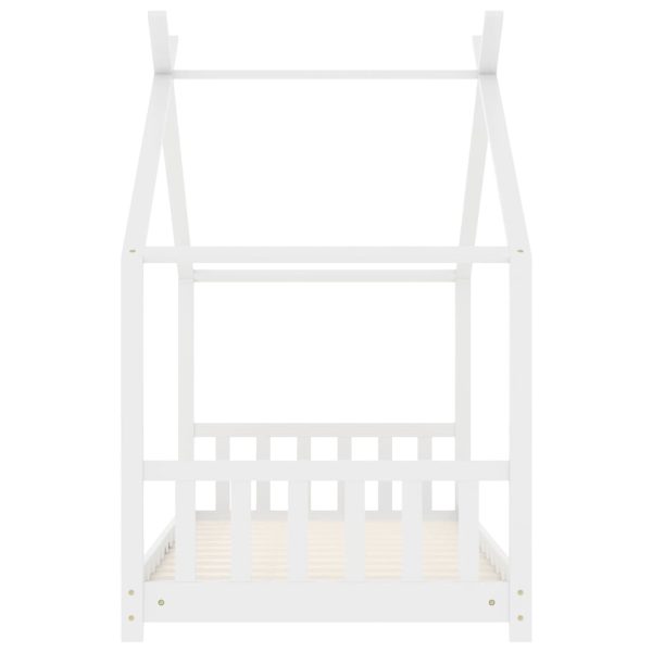 vidaXL Cadru de pat pentru copii, alb, 70 x 140 cm, lemn masiv de pin