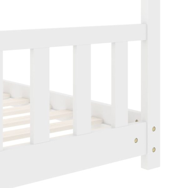 vidaXL Cadru de pat pentru copii, alb, 70 x 140 cm, lemn masiv de pin