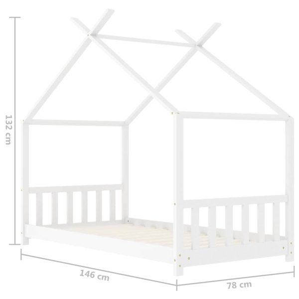 vidaXL Cadru de pat pentru copii, alb, 70 x 140 cm, lemn masiv de pin