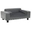 vidaXL Canapea pentru câini, gri, 81x43x31 cm, pluș & piele ecologică