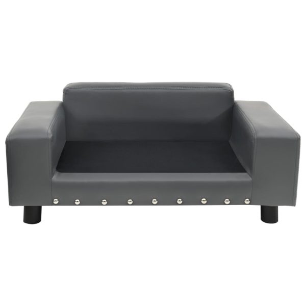 vidaXL Canapea pentru câini, gri, 81x43x31 cm, pluș & piele ecologică