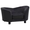 vidaXL Canapea pentru câini negru 69x49x40 cm, pluș/piele ecologică