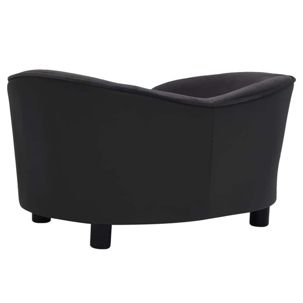 vidaXL Canapea pentru câini negru 69x49x40 cm, pluș/piele ecologică
