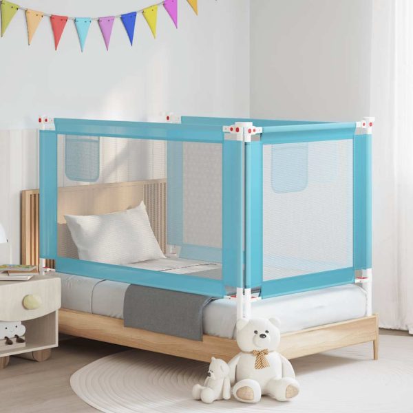 vidaXL Balustradă de protecție pat copii, albastru, 140x25 cm, textil