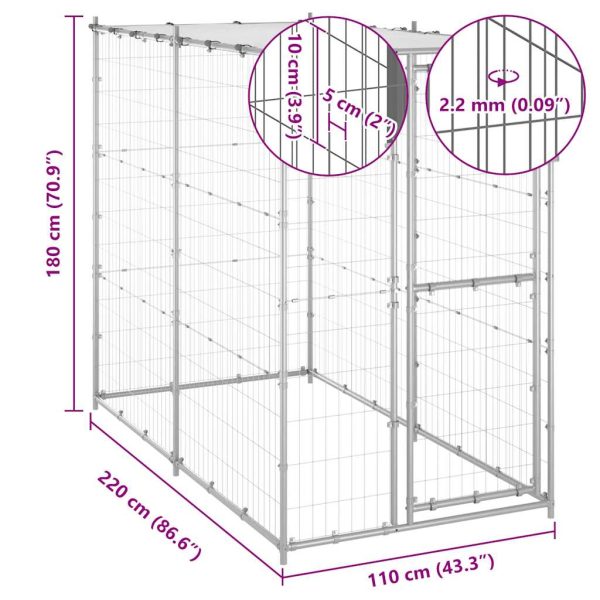 8720286359853_g_en_hd_5.jpg vidaXL Padoc câini de exterior cu acoperiș 110x220x180 cm oțel zincat