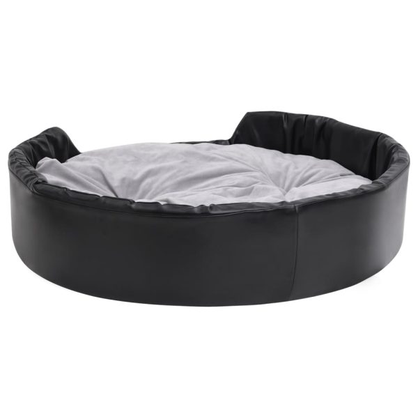 vidaXL Pat pentru câini, negru/gri, 99x89x21 cm, pluș/piele ecologică