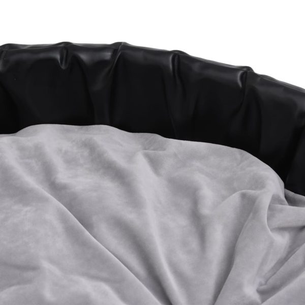 vidaXL Pat pentru câini, negru/gri, 99x89x21 cm, pluș/piele ecologică