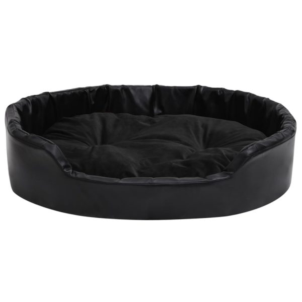 vidaXL Pat pentru câini, negru, 90x79x20 cm, pluș/piele ecologică