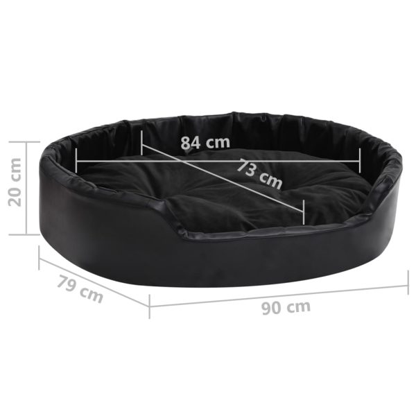 vidaXL Pat pentru câini, negru, 90x79x20 cm, pluș/piele ecologică