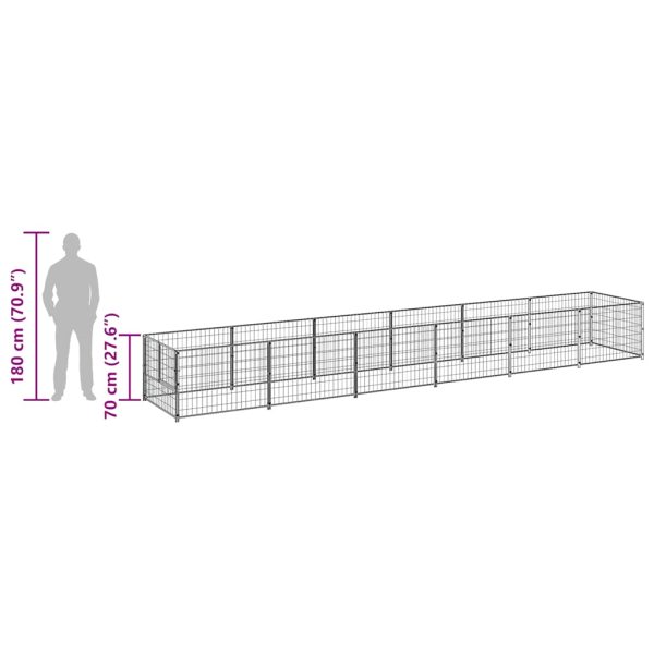Padoc pentru câini, negru, 6 m², oțel
