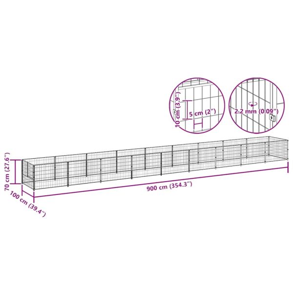 Padoc pentru câini, negru, 9 m², oțel