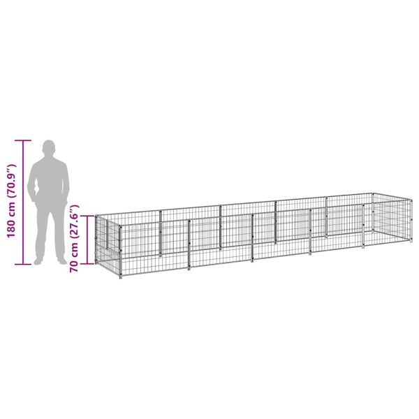 Padoc pentru câini, argintiu, 5 m², oțel