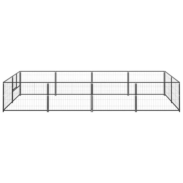 Padoc pentru câini, negru, 8 m², oțel