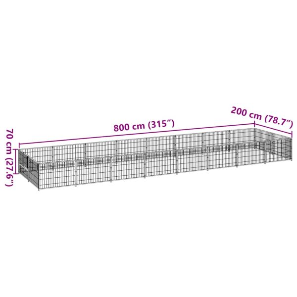 Padoc pentru câini, negru, 16 m², oțel