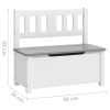 vidaXL Bancă de depozitare pentru copii, alb/gri, 60x30x55 cm, MDF