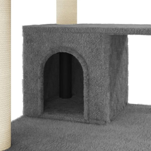 Ansamblu pisici, stâlpi din funie sisal, gri închis, 183 cm