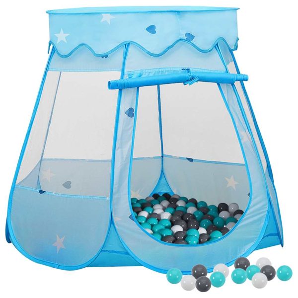 vidaXL Cort de joacă pentru copii cu 250 bile, albastru, 102x102x82 cm