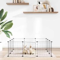 8720287140887_m_en_hd_1 vidaXL Cușcă pentru animale de companie cu 12 panouri și ușă, neagră, 35x35 cm, oțel
