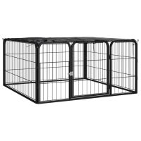 8720287158684_a_en_hd_1 Padoc pentru câini cu 4 panouri, negru, 100x50 cm, oțel