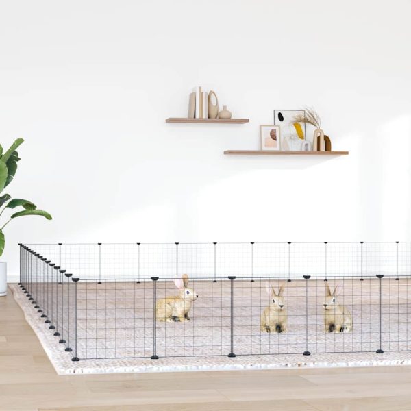 8720287190578_m_en_hd_1 vidaXL Cușcă animale de companie cu ușă 60 panouri negru 35x35 cm oțel