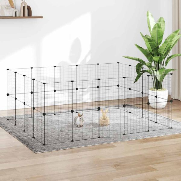 8720287190721_m_en_hd_1 vidaXL Cușcă animale de companie cu ușă 36 panouri negru 35x35 cm oțel