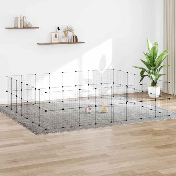 vidaXL Cușcă animale de companie cu ușă 60 panouri negru 35x35 cm oțel