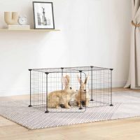 vidaXL Cușcă animale de companie cu ușă, 8 panouri, negru 35x35cm oțel