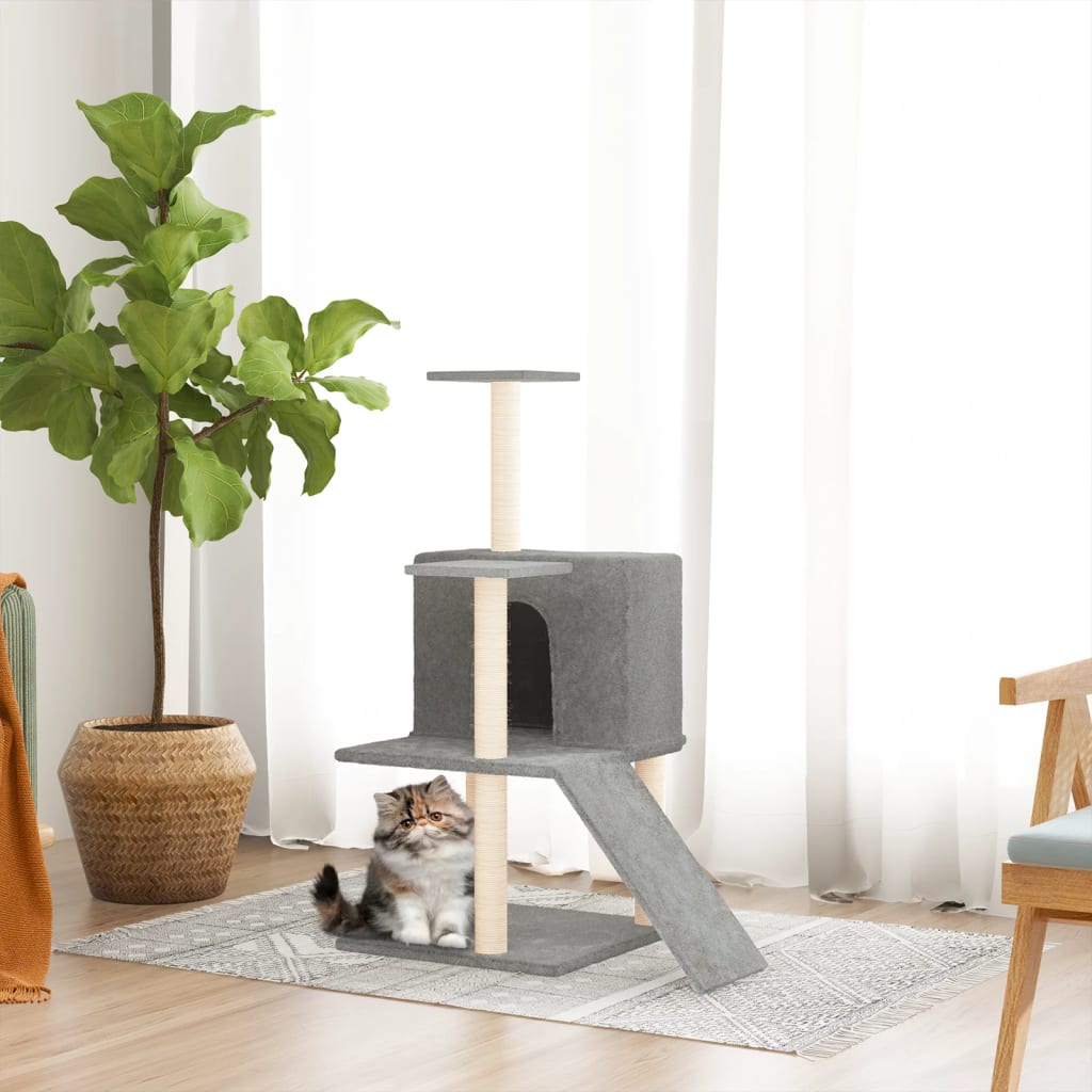 Home 65 Ansamblu de pisici, stâlpi din funie sisal, gri deschis, 109 cm