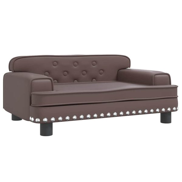 vidaXL Pat de câini, maro, 70x45x30 cm, piele ecologică