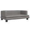 vidaXL Pat de câini, gri, 80x45x30 cm, piele ecologică