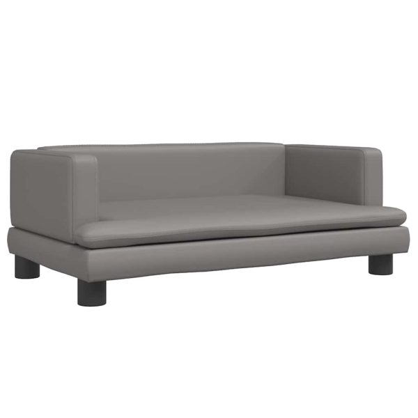 vidaXL Pat de câini, gri, 80x45x30 cm, piele ecologică