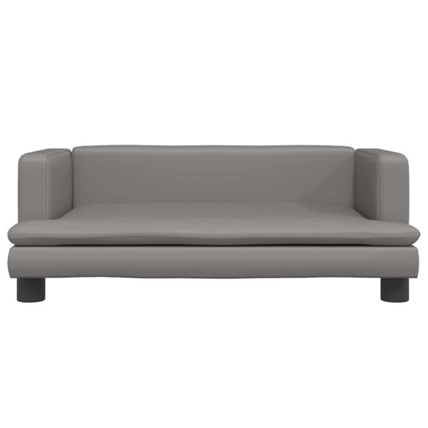 vidaXL Pat de câini, gri, 80x45x30 cm, piele ecologică