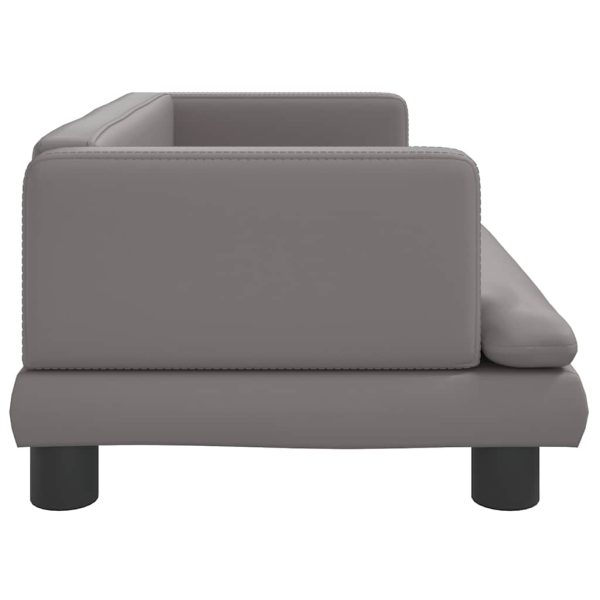 vidaXL Pat de câini, gri, 80x45x30 cm, piele ecologică