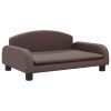 vidaXL Pat de câini, maro, 70x45x30 cm, piele ecologică