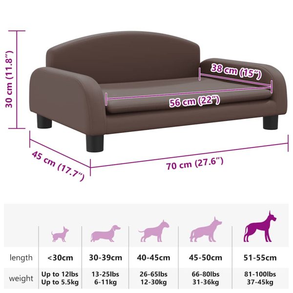 vidaXL Pat de câini, maro, 70x45x30 cm, piele ecologică