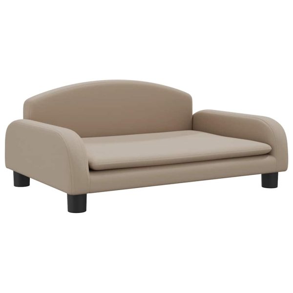 vidaXL Pat de câini, cappuccino, 70x45x30 cm, piele ecologică