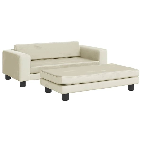vidaXL Pat pentru câini cu extensie, crem, 100x50x30 cm, catifea