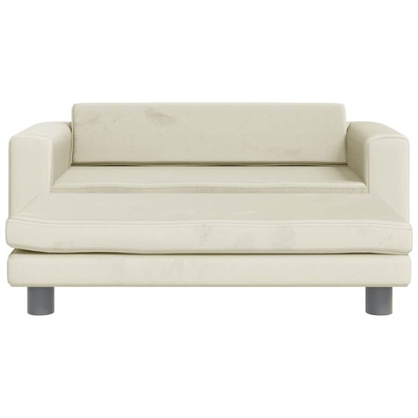 vidaXL Pat pentru câini cu extensie, crem, 100x50x30 cm, catifea