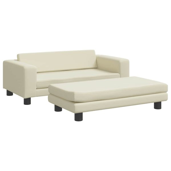 vidaXL Pat pentru câini cu extensie, crem, 100x50x30 cm, piele eco