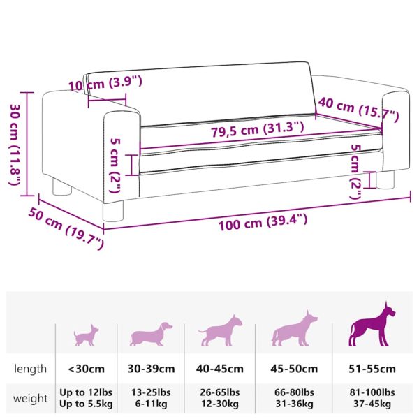 vidaXL Pat pentru câini cu extensie, crem, 100x50x30 cm, piele eco