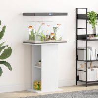 Suport pentru acvariu, alb, 60,5x36x72,5 cm, lemn prelucrat