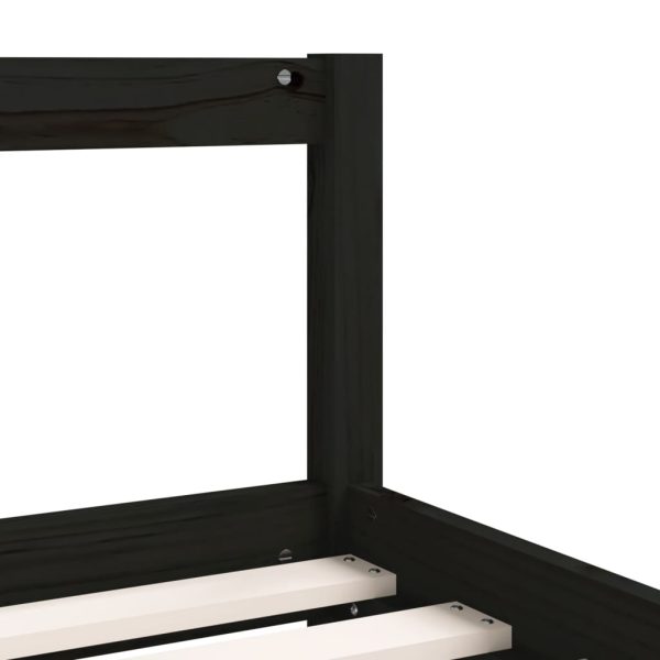 Cadru pat copii cu sertare, negru, 80x200 cm, lemn masiv de pin